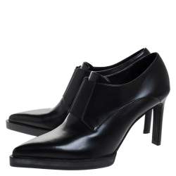 Stella McCartney Black Faux Leather Pointed Toe Ankle Booties Size 36