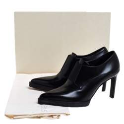 Stella McCartney Black Faux Leather Pointed Toe Ankle Booties Size 36