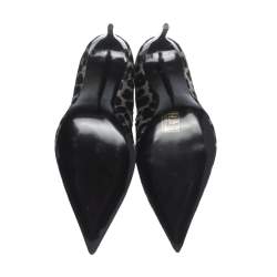 Pre Owned Stella McCartney Black Leopard Print Velvet Pointed Toe Ankle Booties Size 39