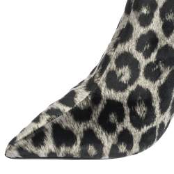 Pre Owned Stella McCartney Black Leopard Print Velvet Pointed Toe Ankle Booties Size 39