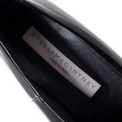 Stella McCartney Black Faux Patent Leather V Neck Pointed Toe Pumps Size 35.5