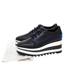 Pre Owned Stella McCartney Black Faux Leather Elyse Platform Lace Up Sneakers 40