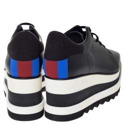 Pre Owned Stella McCartney Black Faux Leather Elyse Platform Lace Up Sneakers 40