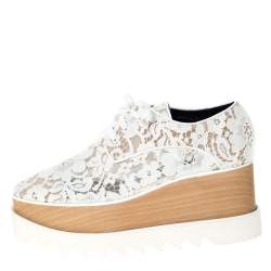 مملوكة مسبقًا Stella McCartney White Lace Elyse Platform Lace Up Sneakers Size 37.5 
