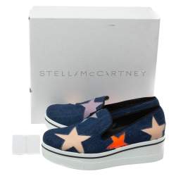 Pre Owned Stella McCartney Blue Denim Binx Star Platform Slip On Sneakers Size 40