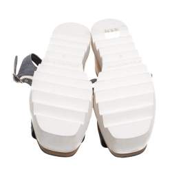 Pre Owned Stella McCartney Grey Denim Elyse Platform Ankle Strap Sandals Size 37