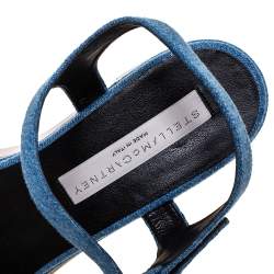 Pre Owned Stella McCartney Blue Denim Elyse Platform Ankle Strap Sandals Size 39.5
