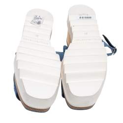 Pre Owned Stella McCartney Blue Denim Elyse Platform Ankle Strap Sandals Size 39.5