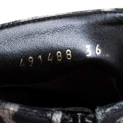 حذاء بوتيز للكاحل ستيلا ماكرتني مقدمة مدببة قطيفة طباعة حيوان أسود/ أخضر مقاس 36