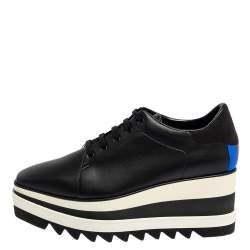 Pre Owned Stella McCartney Black Faux Leather  Elyse Platform Derby Sneakers Size 40