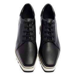Pre Owned Stella McCartney Black Faux Leather  Elyse Platform Derby Sneakers Size 40