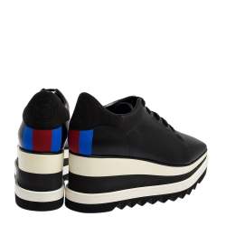Pre Owned Stella McCartney Black Faux Leather  Elyse Platform Derby Sneakers Size 40