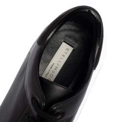 Pre Owned Stella McCartney Black Faux Leather  Elyse Platform Derby Sneakers Size 40