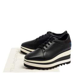 Pre Owned Stella McCartney Black Faux Leather  Elyse Platform Derby Sneakers Size 40