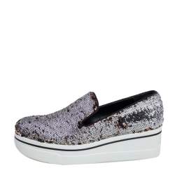 Pre Owned حذاء رياضي ستيلا مكارتني بينكس نعل سميك ترتر ذهبي/ فضي مقاس 40 