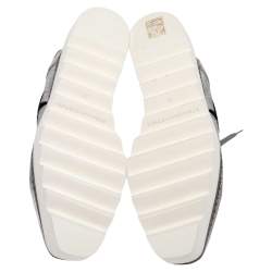 Pre Owned Stella McCartney Metallic Silver Python Effect Faux Leather And Faux Fur Elyse Star Platform Derby Size 37