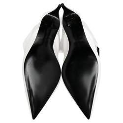 Pre Owned Stella McCartney White Faux Leather And PVC  Pointed Toe Mule Sandals Size 39