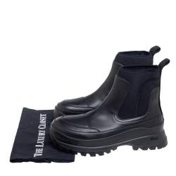 Pre Owned Stella McCartney Black Faux Leather and Fabric Chelsea Boots Size 39