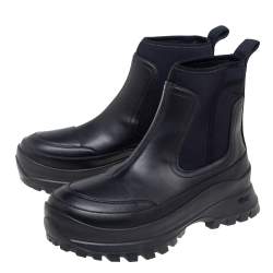 Pre Owned Stella McCartney Black Faux Leather and Fabric Chelsea Boots Size 39