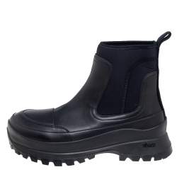 Pre Owned Stella McCartney Black Faux Leather and Fabric Chelsea Boots Size 39