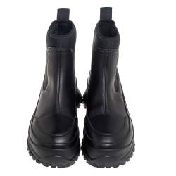 Pre Owned Stella McCartney Black Faux Leather and Fabric Chelsea Boots Size 39