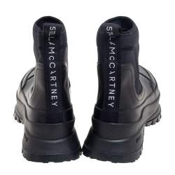 Pre Owned Stella McCartney Black Faux Leather and Fabric Chelsea Boots Size 39