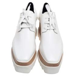 Pre Owned Stella McCartney White Faux Leather Elyse Platform Sneakers Size 36