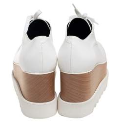 Pre Owned Stella McCartney White Faux Leather Elyse Platform Sneakers Size 36