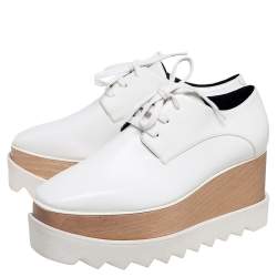 Pre Owned Stella McCartney White Faux Leather Elyse Platform Sneakers Size 36