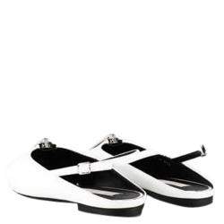 Pre Owned Stella McCartney White Leather Slingback With Zip Flats Size IT 38 