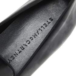 Pre Owned Stella McCartney Black Faux Leather Chain Link Slip On Sneakers Size 41