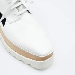 Stella McCartney White Faux Leather Elyse Cutout Platform Derby Size 38