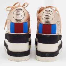 Pre Owned Stella McCartney Rose Gold Leather Elyse Star Platform Sneakers Size 36.5