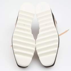 Pre Owned Stella McCartney Rose Gold Leather Elyse Star Platform Sneakers Size 36.5