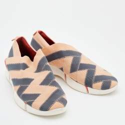 Pre Owned Stella McCartney Beige/Grey Elastic Slip on Sneakers Size 41