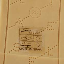 مملوكة مسبقًا حذاء فلات إسبادريل ستيلا مكارتني غايا مكرميه قماش وكانفاس أسود/بيج بحزام للكاحل مقاس 38