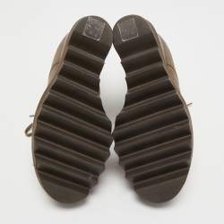 Pre Owned Stella McCartney Olive Green Faux Suede Leana Wedge Boots Size 37