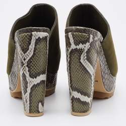 Stella McCartney Olive Green Faux Suede Platform Mules Size 38