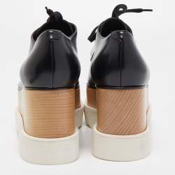 Pre Owned Stella McCartney Black Faux Leather Elyse Derby Platform Sneakers Size 38