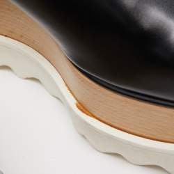 Pre Owned Stella McCartney Black Faux Leather Elyse Derby Platform Sneakers Size 38