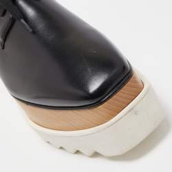 Pre Owned Stella McCartney Black Faux Leather Elyse Derby Platform Sneakers Size 38