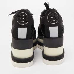 Pre Owned Stella McCartney Black Croc Embossed Leather Elyse Sneakers Size 38