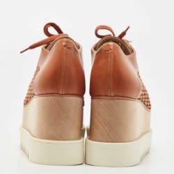 Pre Owned Stella McCartney Brown Faux Cut Out Leather Elyse Platform Derby Sneakers Size 38