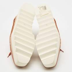 Pre Owned Stella McCartney Brown Faux Cut Out Leather Elyse Platform Derby Sneakers Size 38