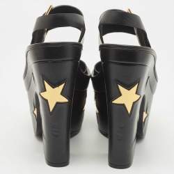 Stella McCartney Black Faux Leather Platform Ankle Strap Sandals Size 38