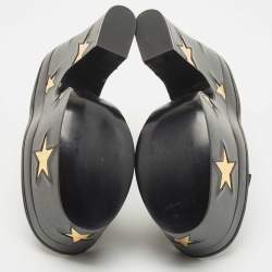 Stella McCartney Black Faux Leather Platform Ankle Strap Sandals Size 38