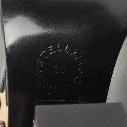 Stella McCartney Black Faux Leather Platform Ankle Strap Sandals Size 38