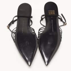مملوكة مسبقًا Stella McCartney Black Faux Leather Strappy Slingback Flat Sandals Size 37