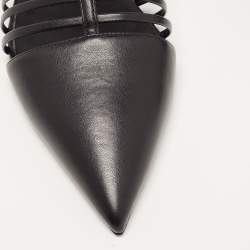 مملوكة مسبقًا Stella McCartney Black Faux Leather Strappy Slingback Flat Sandals Size 37