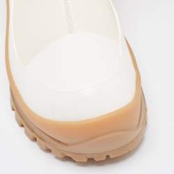 Stella McCartney White Faux Leather and Fabric Chelsea Boots Size 39